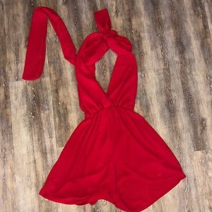 Red Crisscross Tie Romper
